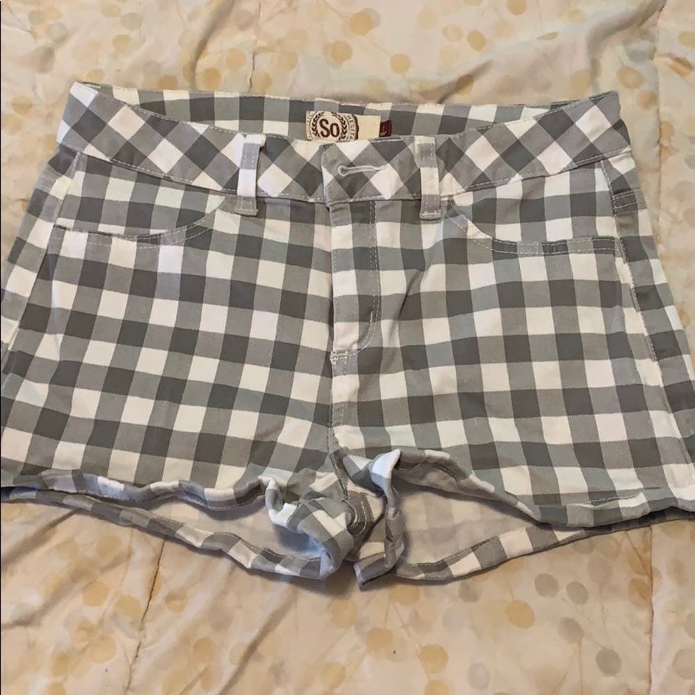 Gray and white shorts